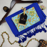 Blue Handloom Cotton Saree With Floral Printed Blouse