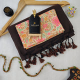 Brown Handloom Cotton Saree With Designer Blouse