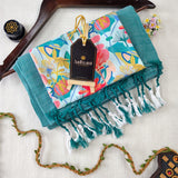 C Green Handloom Cotton Saree With Designer Blouse