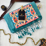 C Green Handloom Cotton Saree With Designer Blouse