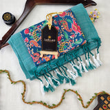 C Green Handloom Cotton Saree With Designer Blouse