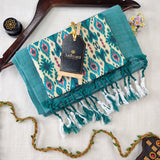 C Green Handloom Cotton Saree With Designer Blouse