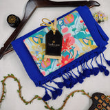 Blue Handloom Cotton Saree With Designer Blouse