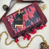 Maroon Handloom Cotton Saree With Designer Blouse