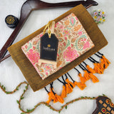 Golden Handloom Cotton Saree With Designer Blouse