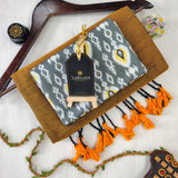 Golden Handloom Cotton Saree With Designer Blouse