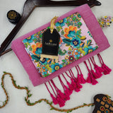 Light Pink Handloom Cotton Saree With Designer Blouse