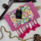 Light Pink Handloom Cotton Saree With Designer Blouse