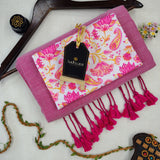 Light Pink Handloom Cotton Saree With Designer Blouse