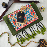 Green Handloom Cotton Saree With Designer Blouse