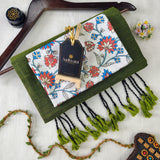 Green Handloom Cotton Saree With Designer Blouse