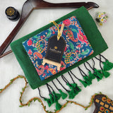 Green Handloom Cotton Saree With Designer Blouse