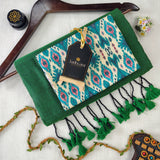 Green Handloom Cotton Saree With Designer Blouse