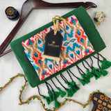 Green Handloom Cotton Saree With Designer Blouse