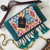 Rama Handloom Cotton Saree With Designer Blouse