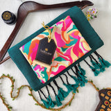 Rama Handloom Cotton Saree With Designer Blouse