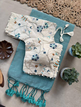 C Green Khadi Cotton Saree With Embrodery Work Stitched Blouse