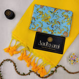 Yellow Handloom Cotton Saree With Designer Blouse