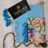 Sky Handloom Cotton Saree With Designer Blouse