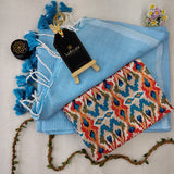 Sky Handloom Cotton Saree With Designer Blouse