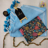 Sky Handloom Cotton Saree With Designer Blouse