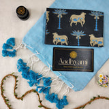 Sky Handloom Cotton Saree With Designer Blouse