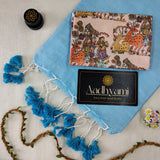 Sky Handloom Cotton Saree With Designer Blouse