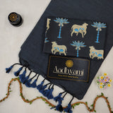 Grey Handloom Cotton Saree With Designer Blouse