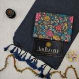 Grey Handloom Cotton Saree With Designer Blouse