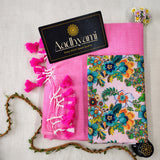 Baby Pink Handloom Cotton Saree With Designer Blouse