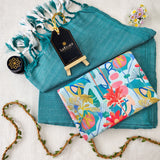 C Green Handloom Cotton Saree With Designer Blouse