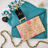 C Green Handloom Cotton Saree With Designer Blouse