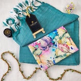 C Green Handloom Cotton Saree With Designer Blouse