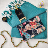 C Green Handloom Cotton Saree With Designer Blouse