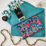 C Green Handloom Cotton Saree With Designer Blouse