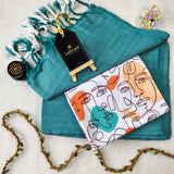 C Green Handloom Cotton Saree With Designer Blouse