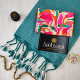 C Green Handloom Cotton Saree With Designer Blouse