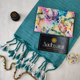 C Green Handloom Cotton Saree With Designer Blouse