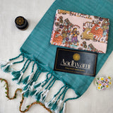 C Green Handloom Cotton Saree With Designer Blouse