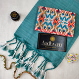 C Green Handloom Cotton Saree With Designer Blouse