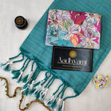 C Green Handloom Cotton Saree With Designer Blouse