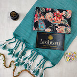 C Green Handloom Cotton Saree With Designer Blouse