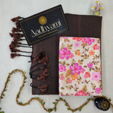 Brown Handloom Cotton Saree With Designer Blouse