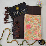 Brown Handloom Cotton Saree With Designer Blouse