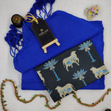 Blue Handloom Cotton Saree With Designer Blouse