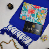 Blue Handloom Cotton Saree With Designer Blouse