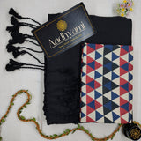 Black Handloom Cotton Saree With Designer Blouse