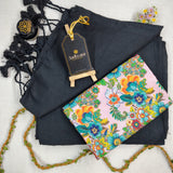 Black Handloom Cotton Saree With Designer Blouse