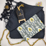 Black Handloom Cotton Saree With Designer Blouse