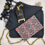 Black Handloom Cotton Saree With Designer Blouse